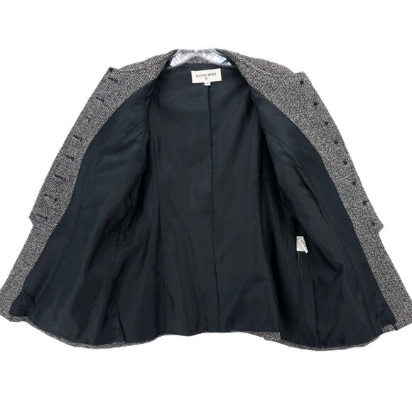 HANAE MORI Black White Tweed Blazer Jacket Size 9A3 - XS - Picture 5 of 12